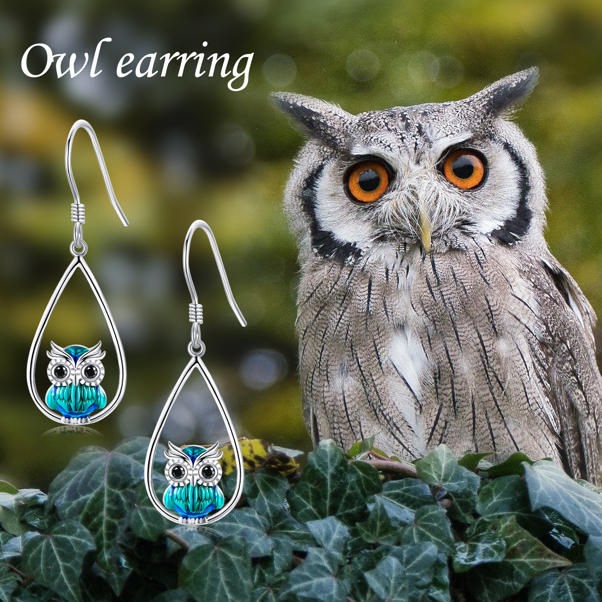 Women's Sterling Silver Owl Dangle Drop Earrings